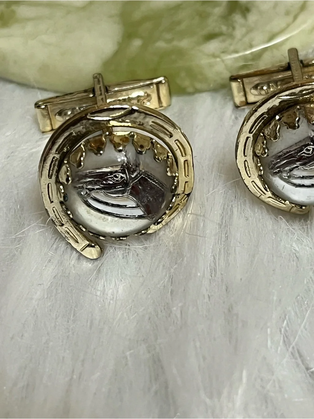 Vintage Glass Horse Cuff Links
